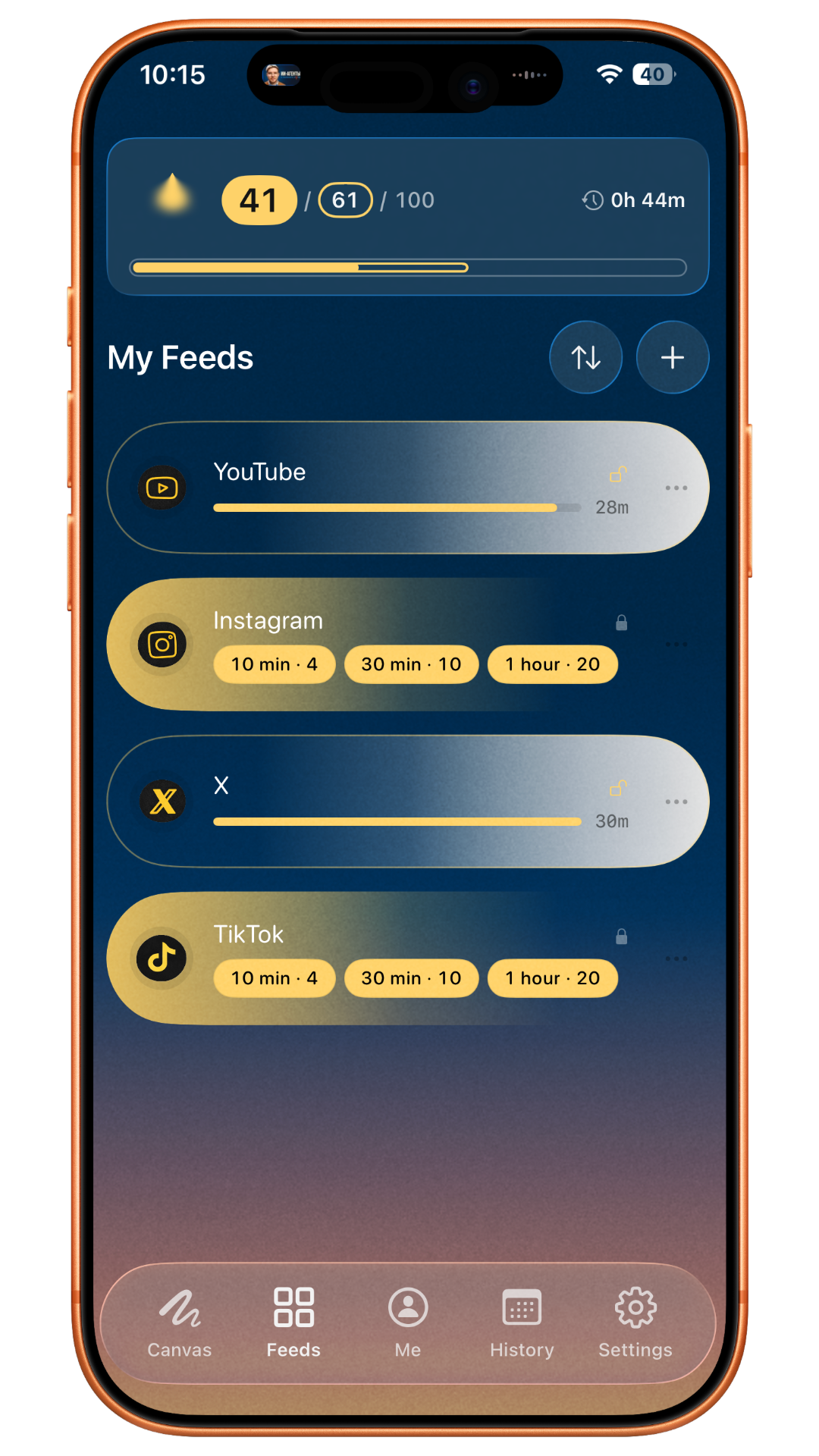 A few apps unlocked with earned color
