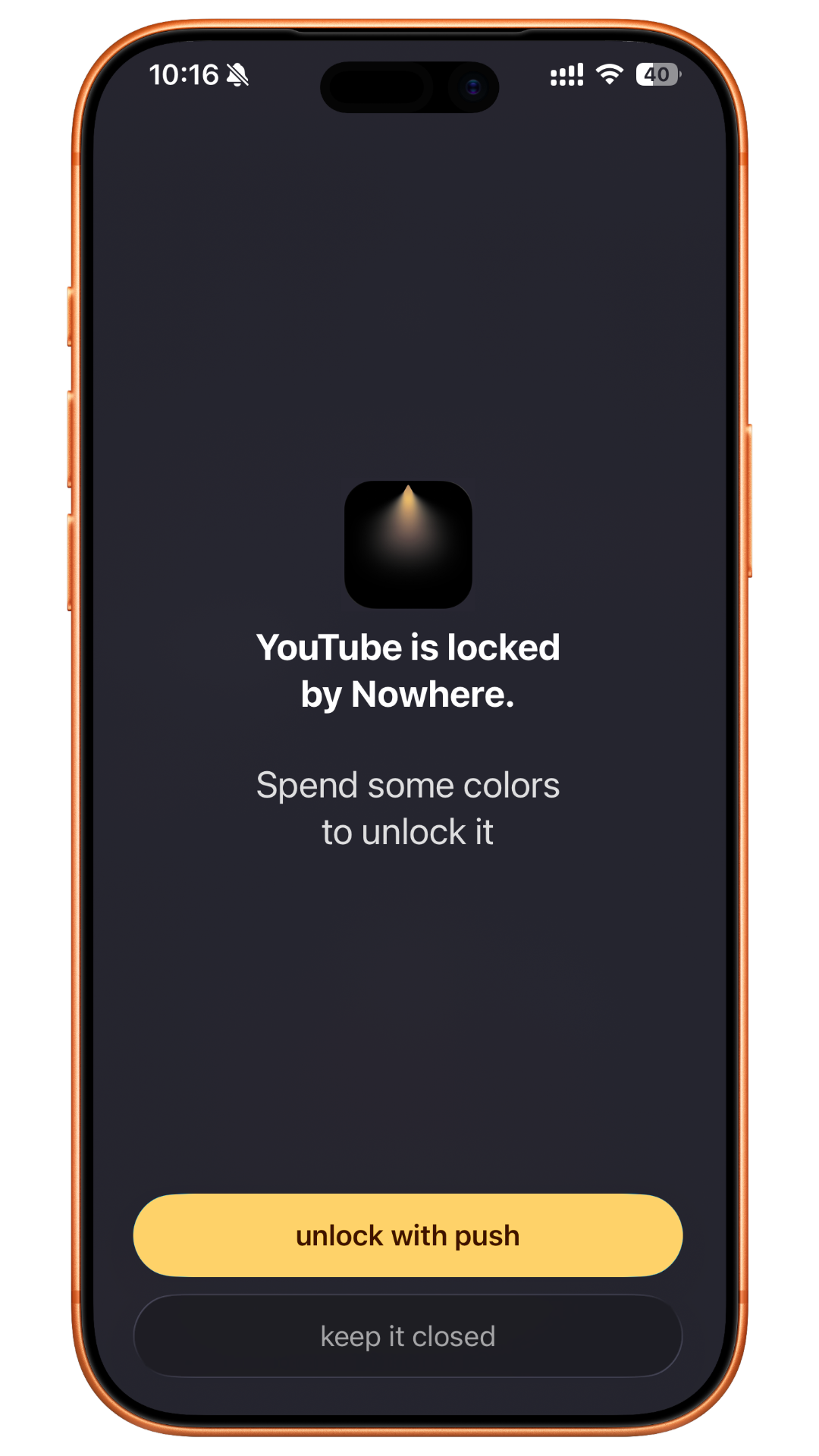 An app blocked once the time runs out