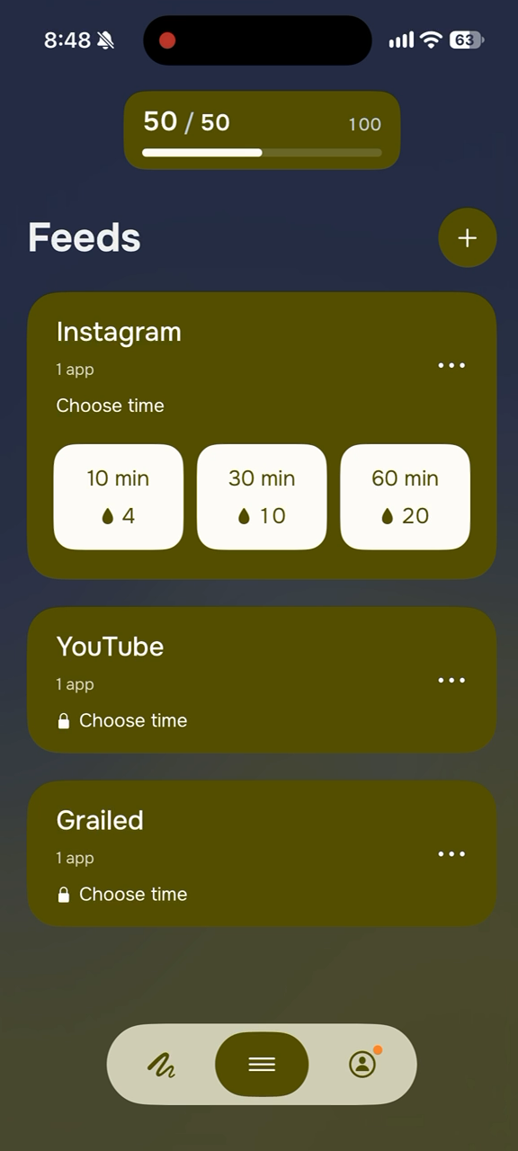 Choose 10, 30 or 60 minutes to unlock Instagram